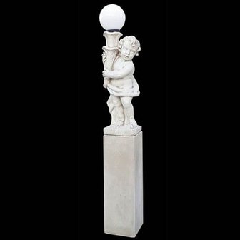 Standbeeld Mida met lamp op sokkel Zen