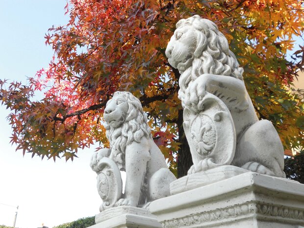 Leeuwenpaar met schild