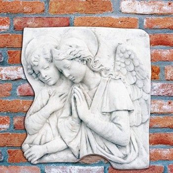 Engelen in gebed H.50x44cm Muurornament Reliëf Bassorilievo Angeli Alati - Art. 790