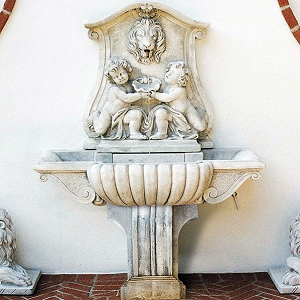 Roma H.158x119x62cm Muurfontein Sierlijk met engeltjes Waterbak Fontana a Muro - Art. 014