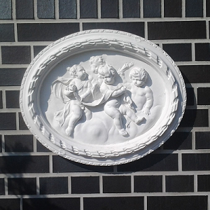 Paradijs Ø54x61cm Ovaal Muurornament Reliëf 4 engeltjes - Art. 777