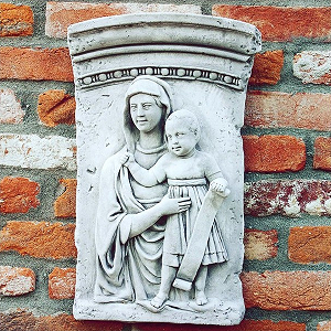 Allelujia H.50cm Muurornament Maria Kindje Jezus Rechthoekig Reliëf Bassorilievo Hallelujah - Art. 775
