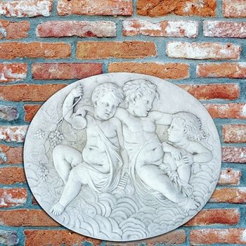 Drie Engeltjes Ø60x70cm Muurornament Ovaal Reliëf Bassorilievo Angeli - Art. 787